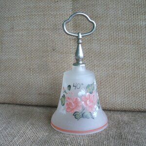 Vintage Brooke Glass Hand Painted Flower Anniversary Bell